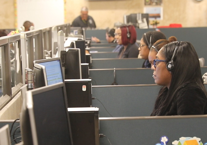 City of Dallas 311 call center staff assisting residents